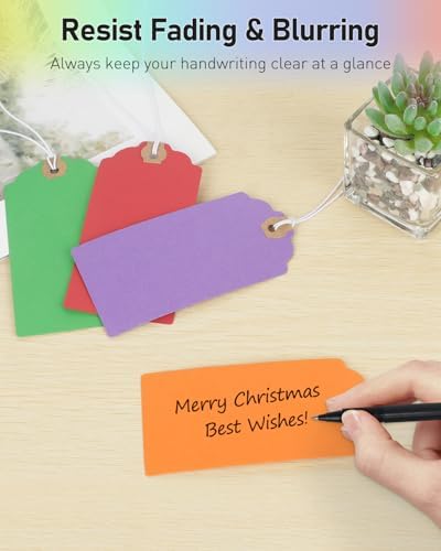 Uniclife 72 Pcs Blank Shipping Tags with Elastic String Attached Cardstock Paper Hang Tags with Reinforced Eyelet Large Marking Price Tag Inventory Label Tag, Rainbow Colors (4.7" x 2 3/8") - Image 5