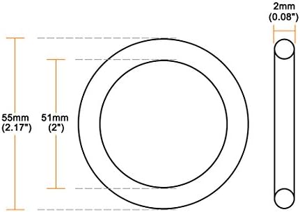 uxcell Silicone O-Ring, 55mm OD, 51mm ID, 2mm Width, VMQ Seal Rings Gasket, Red, Pack of 10 - Image 3