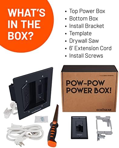 ECHOGEAR TV Cord Hider for Wall Mounted TV with 2X AC Outlets & 2X USB-A Ports - Hide Power Cables & Low Voltage Wires Behind The Wall - Includes Template, Saw, & Low Profile Extension Cord - Black - Image 5
