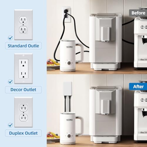 TiFFCOFiO Flat Plug Extension Cord with Outlet Cover, 3 FT 3 Prong Extension Cord, 3 Grounded Outlets for Home and Kitchen, 13A/1675W, ETL Listed - Image 3
