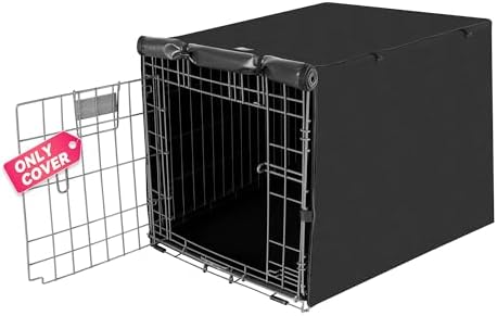 Seiyierr Dog Crate Cover, Dogs Kennel Covers Universal Fit for 24 Inch Wire Crate, Lightweight 600D Polyester Fabric with Double Door,Black by Seiyier