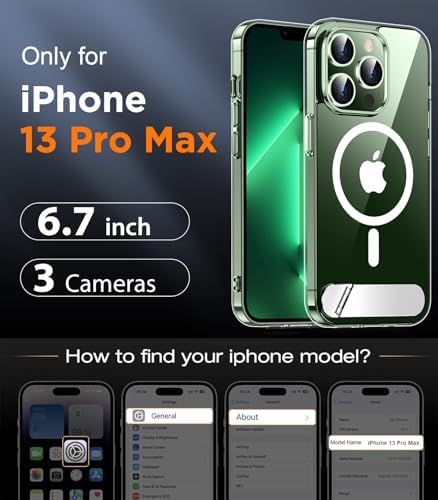 Temdan Magnetic Compatible with iPhone 13 Pro Max Case, [Built-in Invisible Kickstand][Compatible with MagSafe] [Military Grade Shockproof] Slim Thin Phone Case for iPhone 13 Pro Max 6.7" - Image 2