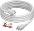 Skrizcable 16/3 Short Extension Cord 8 FT, White Extension Cord Indoor by Skrizcable