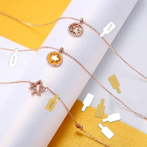 550 Pcs Jewelry Tags Roll for Necklace Earring Price Identify,Self Adhesive Kraft Blank Dumbbell Jewelry Stickers Labels for Bracelet, Ring, Clothing Display （Kraft） - Image 5