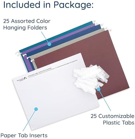 Blue Summit Supplies 25 Hanging File Folders, Letter Size, Jewel Tones - Image 2
