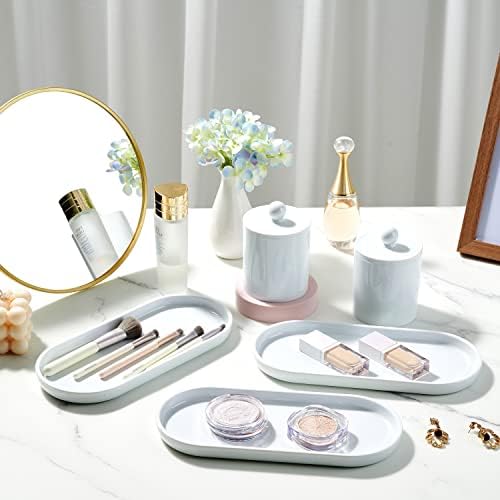 SheeChung Acrylic Vanity Tray, Bathroom Makeup Organizer Countertop, White - Image 4