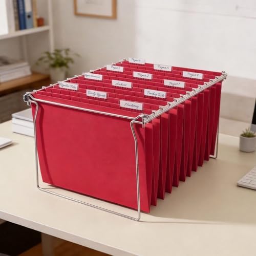 SUNEE Hanging File Folders, 25 Pack Letter Size Hanging File Folders with 1/5-Cut Tabs, Ideal for Home and Office Organization and Papers Classification,Red - Image 6