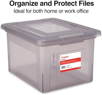 STAPLES Plastic File Box with Snap Lid, Letter/Legal, Frost Gray, 2-Pk - Image 4