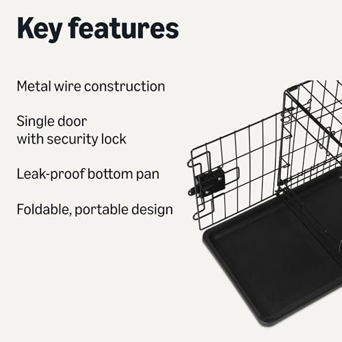 Amazon Basics Durable, Foldable Metal Wire Dog Crate with Tray, Single Door, 18 x 12.4 x 15 in, Black - Image 2