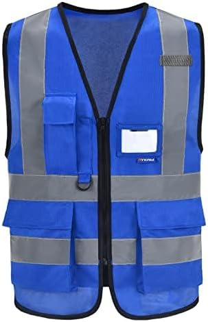 A-SAFETY Blue Safety Vest Reflective Work Vest, Hi Vis Bright Neon Color by A-SAFETY