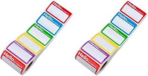 L LIKED 400 Colors Hello Name Tags Stickers 3.5x2.25 for School Office Home (Pack of 2) by LLIKED