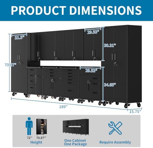 10-Piece Garage Storage Cabinets System Heavy Duty Workshop Set - Image 2