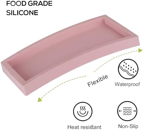 Silicone Bathroom Vanity Tray Dish Soap Holder Sink Organizer, Pink - Image 4