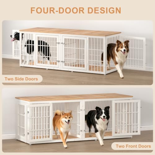 rehomerance 72" Heavy Duty Double Dog Crate Furniture for Large/Medium Dogs - Image 3