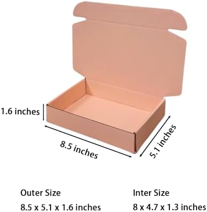 50 Pack 8.5x5.1x1.6 in Powder Pink Shipping Boxes - Image 2