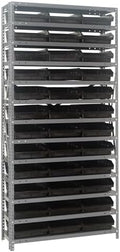 Quantum Storage Systems 1875-110BK Steel Shelving Unit with 4" Shelf Bins, 18" D x 36" W x 75" H, Black by QuantumStorageSystems