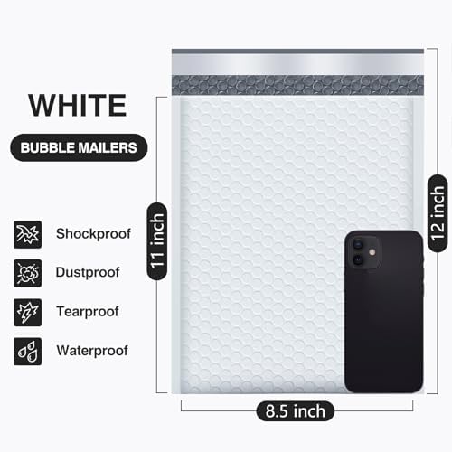 UCGOU Bubble Mailers 8.5x12" 25 Pack Usable Size 8.5x11" White Shipping Bag - Image 2