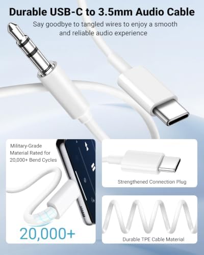 Seulliya USB C to 3.5mm Audio Aux Jack Cable, Aux Cord for iPhone 17, Type C to 3.5mm Headphone Car Stereo Cord Compatible with iPhone 17/16/15 Pro Max, Samsung Galaxy S23 S22 Note 20, Pixel 5 XL - Image 3
