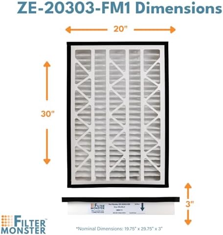 Filter Monster - Replacement for Zephyr VGF Series 20x30x3 Whole Home Return Air Grille Filter, 2-Filter Replacement Bundle - Image 3