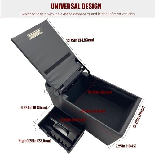 Universal Truck Seat/Bench Contractor Center Console Business Organizer and Storage with Adjustable Cup Holders, Clip Board, and Padded Top Lid for Armrest 124809 Grey - Image 3