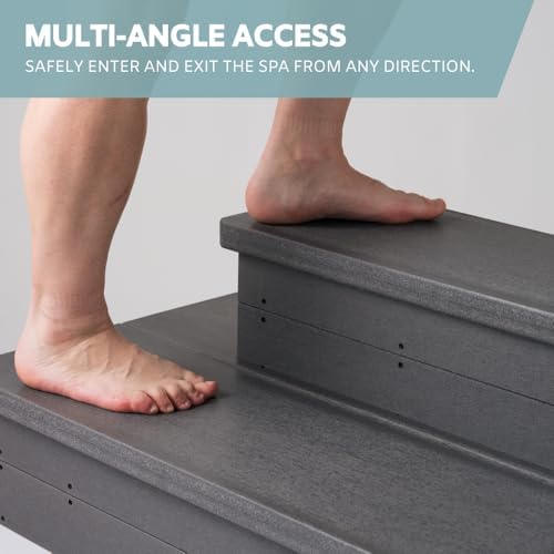 Heavy Duty Hot Tub Steps with Storage - Waterproof, Non-Slip & No Maintenance - Large 700LBS Load Capacity - Multi Angle Access - Ideal for Spa Steps, Hot Tub Stairs - Gray Spa Step for Outdoor - Image 2