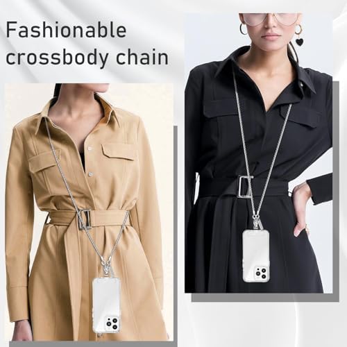 MOUTAKEY Metal Cell Phone chain Crossbody Phone lanyard with 2 Tether Tabs Detachable iPhone Chain Crossbody Strap,Non-rusting,Solid,iPhone Lanyard for Women Girls Travel Shopping Party Camping - Image 6