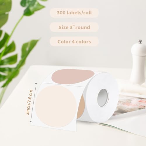 3 Inch Thermal Label,Morandi Round Thermal Printer Label,Waterproof Thermal Stickers for DIY Logo Design,Name Tag,Thanks Card 300 Labels/Roll (Morandi) - Image 2