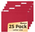 SUNEE Hanging File Folders, 25 Pack Letter Size Hanging File Folders with 1/5-Cut Tabs, Ideal for Home and Office Organization and Papers Classification,Red by SUNEE