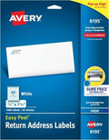 Avery Printable Return Address Labels, Sure Feed Technology, White, 1,500 Blank Mailing Labels (08195), 2/3" x 1-3/4" (Pack of 5) by Avery