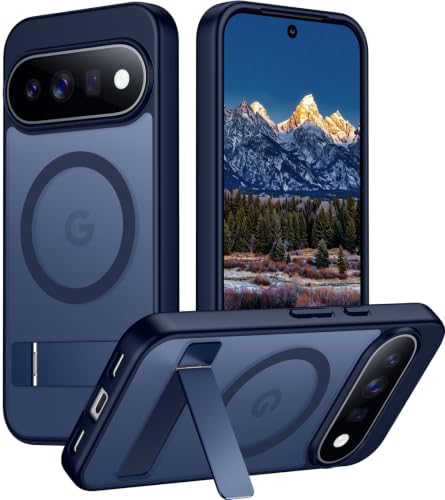Temdan Designed for Google Pixel 11 Case 2026, [Built-in Invisible Kickstand][Compatible with MagSafe][Military Grade Shockproof] Slim Translucent Matte Phone Case-Blue by Temdan