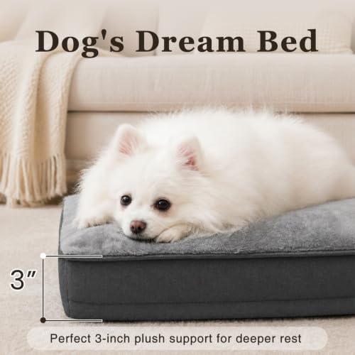 NUPIDA Waterproof Medium Dog Bed for Crate with Washable Cover, 29x18, Grey - Image 4