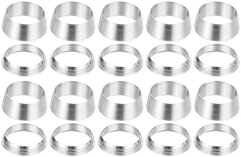 PATIKIL 12mm Tube OD 304 Stainless Steel Compression Tube Fitting Sleeve, 20 Pack Double Ferrule Ring Tubing Fitting Assortment Kit, Silver by PATIKIL