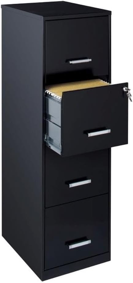 Scranton & Co 18" Deep Light Duty 4 Drawer Metal Letter Filing Cabinet in Black by Unknown