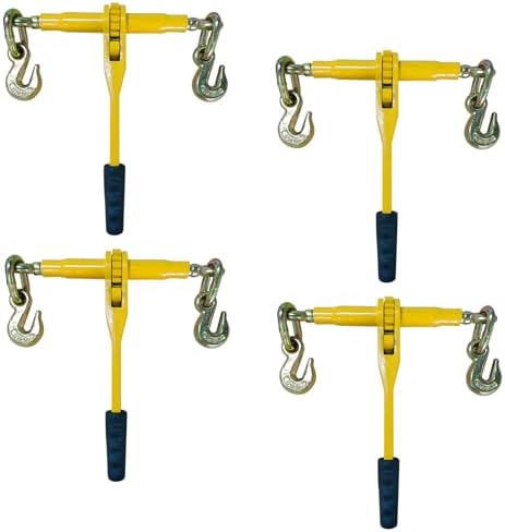 4 Pack 5/16"-3/8"Ratchet Chain Binders,9200 LBS Working Tie Downs, for Grade 80 Transport Chain Load,Labor-Saving Anti-Skid Handle,Heavy Duty Ratchet Binders for Truck, Tie Down, Hauling, Towing by Unknown