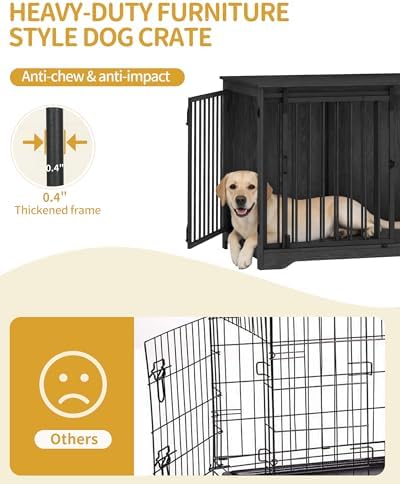 Hzuaneri 43.3" XL Dog Crate Furniture Indoor Dog Kennel with Barn Door - Image 5