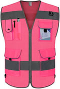 TCCFCCT Mesh High Visibility Vest 9 Pockets Safety Vest for Men, Pink XL by TCCFCCTPROFESSIONALSAFETYSOLUTIONS