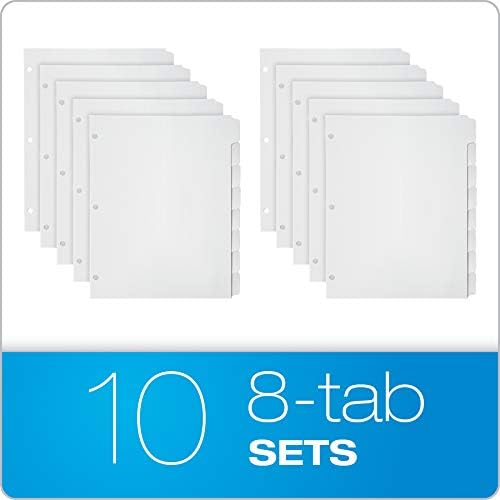 Oxford Binder Dividers for 3 Ring Binders, 10 Pack, 8-Tab Dividers, Write On Tabs, White Paper, 80 Total - Image 3