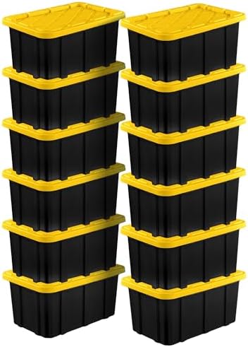 Sterilite Industrial Storage Tote with Lids for Garage, 17 Gallon, 12-Pack by Sterilite