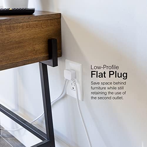 GE 12 Ft Twin Extension Cord, Dual 6 Ft Cords, 6 Total Outlet, Flat Plug - Image 4