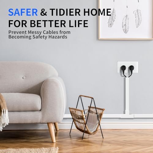 Delamu Cable Hider, 315in Cord Covers for Wires on Wall, One-Cord Cord Hider, Paintable Wire Hiders Wire Covers for Cords, Cable Management for Hiding 2-3 Wires, 20x L15.7 W0.95 H0.55in, White - Image 4