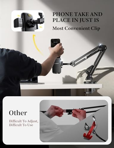 LISEN Cell Phone Holder for Bed Desk, Overhead Phone Mount iPhone Recording - Image 4