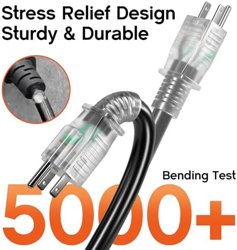 1FT 12 Gauge Black Outdoor Extension Cord with Multiple Outlets - Image 4