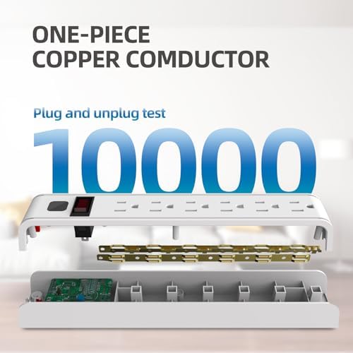 TiFFCOFiO Surge Protector Power Strip, 20 Feet Extension Cord, 600 Joules Surge Protection, Multiple Protection 6 Outlet Strip, 14 AWG Cord, 15A/1875W, ETL Listed - Image 2