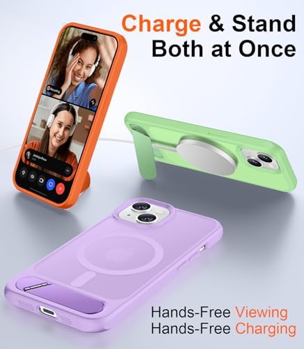 Temdan Magnetic Compatible with iPhone 15 Plus Case & iPhone 14 Plus Case, [Built-in Invisible Kickstand][Compatible with MagSafe][Military Grade Shockproof] Slim Translucent Matte Phone Case 6.7" - Image 3