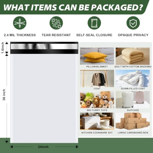 10PCS Jumbo Poly Mailers Bags 24x36 for Clothing Pillows Blankets Suitcase - Image 2