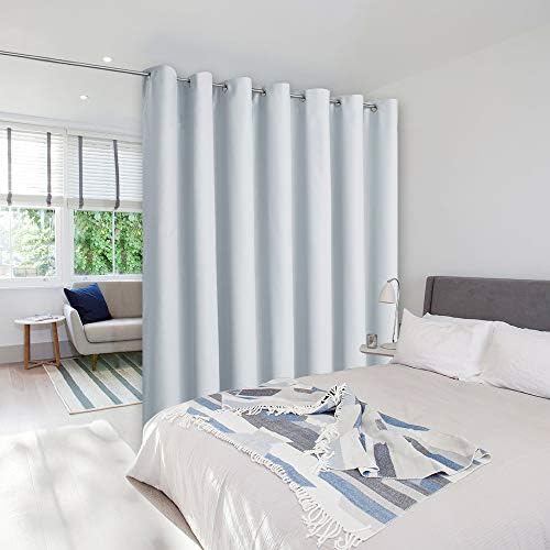 NICETOWN Room Dividers Heavy Curtains Screens Partitions, Function Thermal Insulated Blackout Patio Sliding Door Divider Room Curtain Panel, Extra Wide Curtains, 8.3ft Wide x 7ft Long, Greyish White by NICETOWN