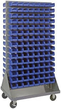 Quantum Storage Systems QMD-36H-220BL Mobile Double Sided Gray Louvered Rack System with Bins, 36" L x 25" W 72" H, Blue by QuantumStorageSystems