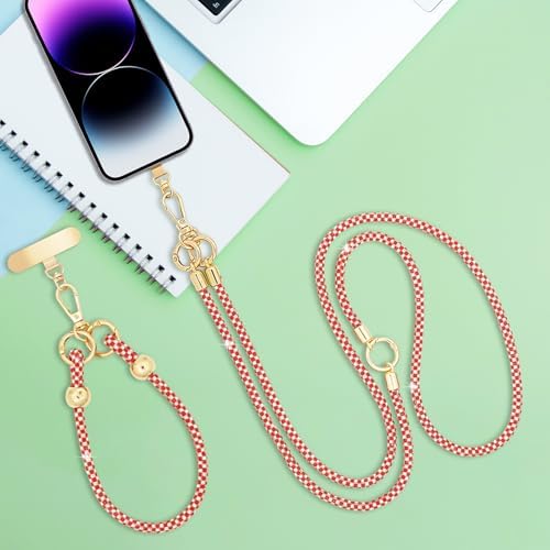 Crystal Phone Strap Crossbody and Wrist Lanyard, Anti Theft Layered & Wrist Strap Cell Phone Neck for Women - Image 7
