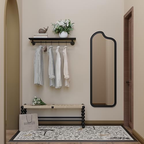 Black Clothes Rack 36in, Wall Mounted Garment Rack with Black Real Wood Shelf, Heavy Duty Hanging Clothes Rack, Multi-Purpose Hanging Rod, Space-Saving Closet Storage - Image 7