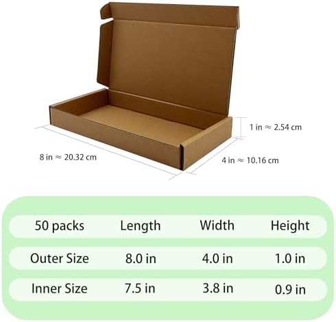 8x4x1 inch Small Shipping Boxes 50 Pack, Brown Corrugated Cardboard Mailers - Image 6